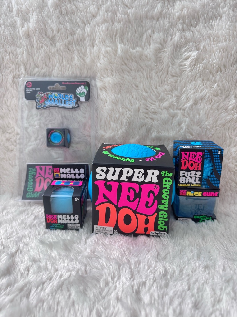 BNIB Schylling NeeDoh Blue Lot Bundle of 5 - Authentic, HTF